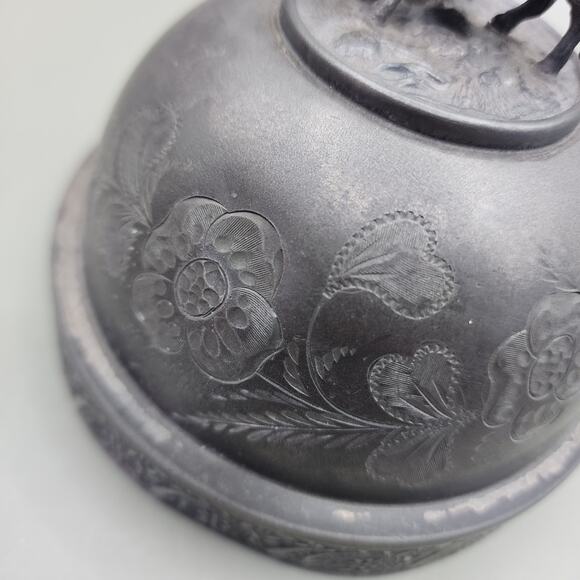 Antique Meriden Britannia Co Silver Plated Butter Dish Victorian Floral 3.5"h - Picture 7 of 9
